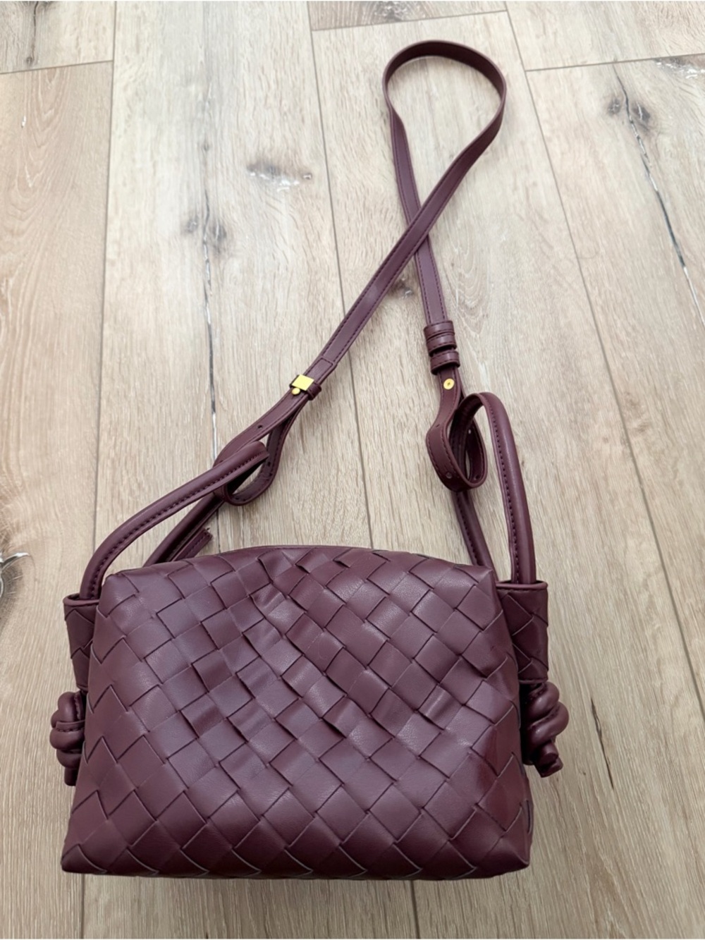 Anthropologie Woven Crossbody Bag in Burgundy Plum